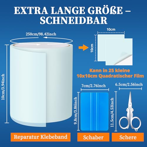 AHIKY Swimming Pool Patch, PVC Waterproof Swimming Pool Patch 10 cm x 250 cm, Inflatable Spa Repair Kit, Underwater Repair Tape, Can Be Used as a Substitute for Glue, Sealant