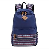 Yonger Retro Vintage Canvas Backpack Satchel Travel Hiking Bag School Bookbag Blue