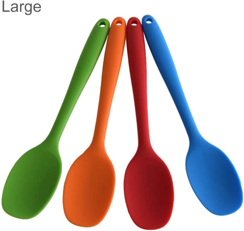 WATERFAIL 1PC Silicone Spoon Soup Spoon High Temperature Resistant Kitchen Tool Cake Baking Scraper Spoon Non-Stick Cooking Spoon For Kitchen Cooking Pasta Curry’s And More