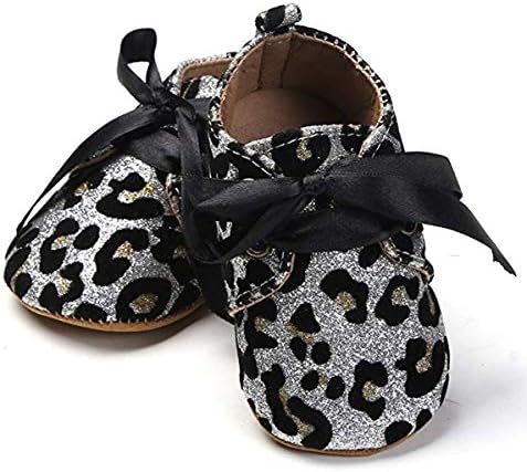 Baby Girls Toddler Shiny Pattern Shoes Leather Bling Shoes Anti-Slip Soft Sole Bowknot Party Wedding First Walking Shoes