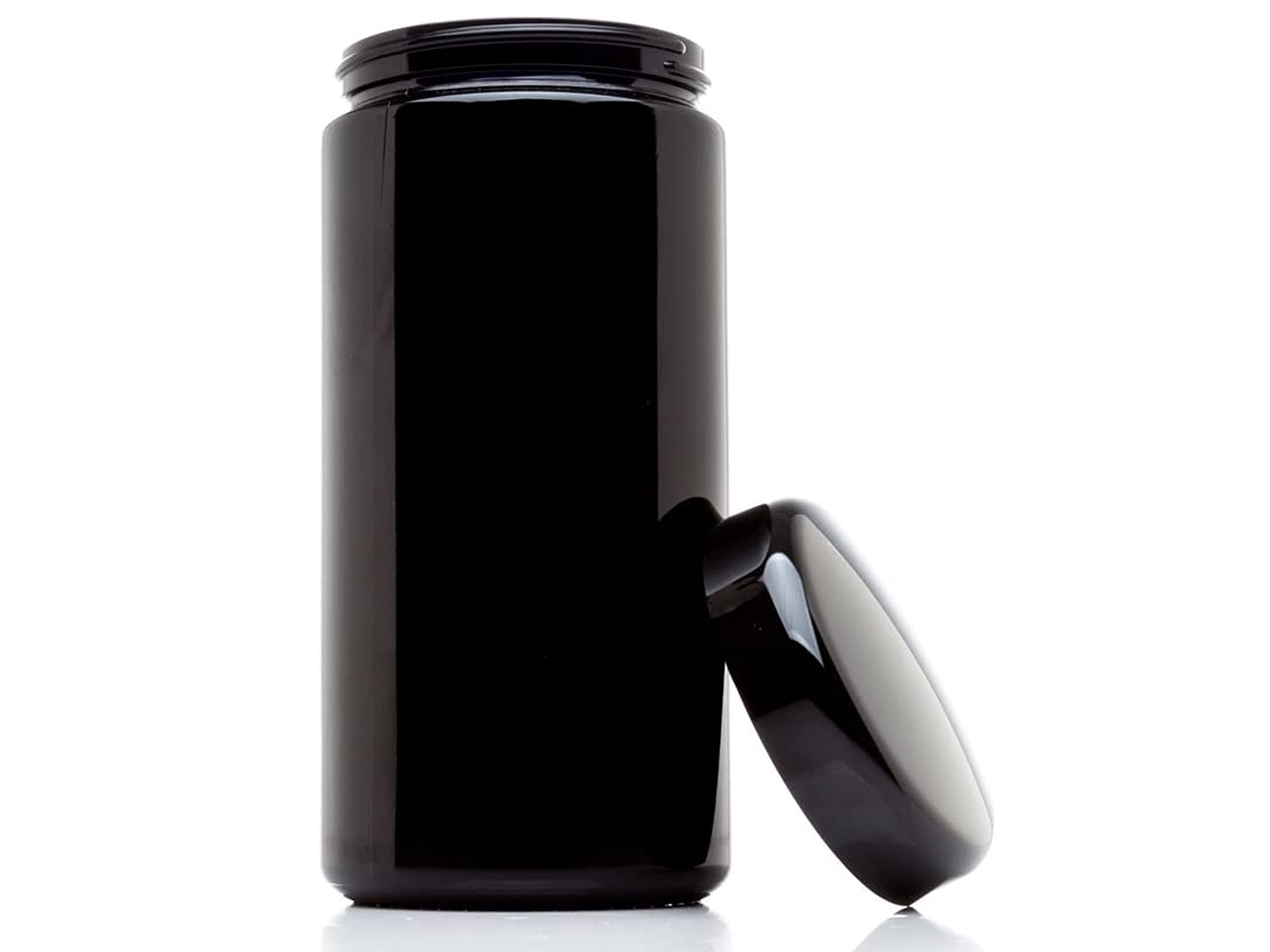 1000ml (1 Litre) Wide Mouth Ultraviolet Glass Jar with Black Screw Top Lid - Airtight |Smell Proof | Leak Proof | UV Storage Container | Refillable Canister