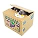 Peradix Cat Coin Bank Stealing Money Cute Kitty Penny Piggy Bank Automatic Coin Grabing Eating Money Saving Box for Tpddler Kids (Grey)