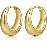 IUITY Gold Earrings, Hoop Earrings for Women 14K Gold Plated Chunky Hoop Ear Rings for Women | Lightweight Statement Twisted Endless Wave Hoops Earrings