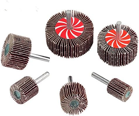 5PCS P80# Blinds Impeller Grinding Sandpaper Flap Wheel Head 6mm shank Mandrel for Rotary Mini Drill Polish Tool