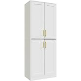 Hamesen Storage Cabinet, Kitchen Pantry with Doors & Shelf, Tall Storage Cabinet for Bathroom, Living Room, Entryway,White