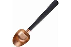 Easyworkz Stainless Steel Long Hollow Handle Coffee Scoop,7g Measuring Spoon for Ground Coffee and Loose Leaf Tea, Rose Gold-Black