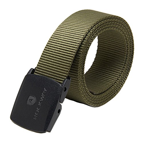Rockway Unisex Nylon Belt with Quick Release Plastic Buckle Duarble and Security Friendly (Army green, Small)