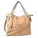 WISHESGEM Women Handbags PU Leather Tote Shoulder Bags Satchel Zipper Cross Body Bags Apricot