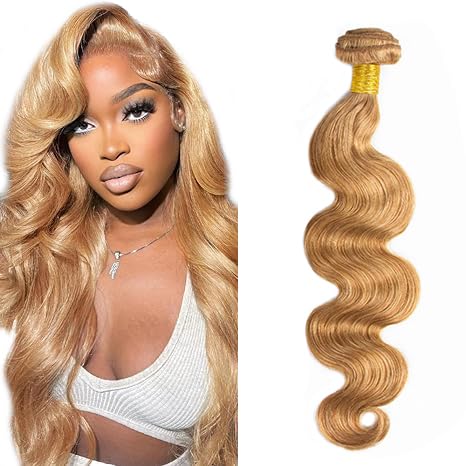 Photo 1 of #27 Honey Blonde Bundles Human Hair Body Wave Bundles 30 Inch 1 Bundle Unprocessed Brazilian Virgin Hair Blonde Body Wave Human Hair Extensions