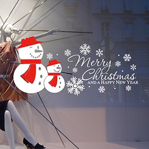 Wall Mural Santa Claus - Merry Christmas Home Decor Decal for Glasses Windows Door Show Window Removable Wall Sticker Creative Window View Home Decor Wall Decor (Merry Christmas)