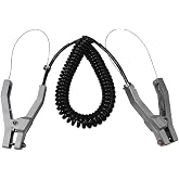 Ground Cable Clamp, 16.4ft Coiled Grounding Cable, Aluminum Alloy Anti Static Grounding Clamp, 3 Copper Nails, Clamps 23mm, for Gas Station Oil Depot Tank Chemical Plant