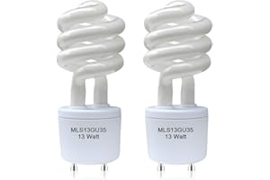 Ignixlite 2 Pack MLS13GU35 Fluorescent Light Bulbs,13W 3500K Replacement for Panasonic VQL5 Exhaust Fans,Ceiling Bath Fan Heater/Light, GU35 Base, 3500K