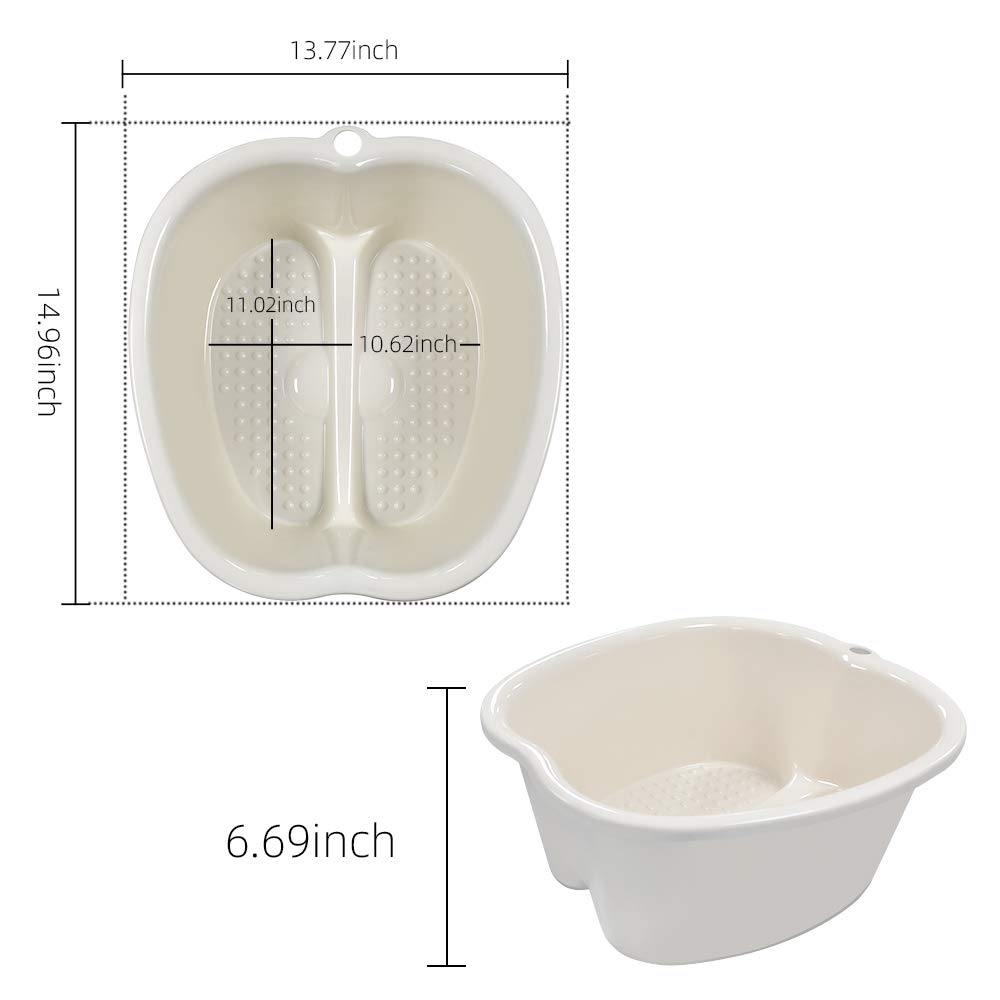 Ownest Foot Bath Spa,Water Spa and Foot Massage, Sturdy Plastic Foot Basin for Soaking Foot,Toe Nails, and Ankles,Pedicure,Portable Foot Tub-White: Kitchen & Dining