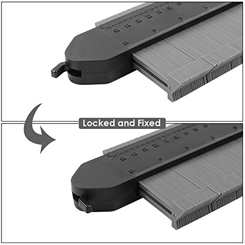 VSTM Contour Gauge Duplicator with Lock, 10 Inch Plastic Profile Copy Gauge Measure Ruler Contour Shape Duplicator for Precise Measurement Tiling Laminate Wood Marking Tool