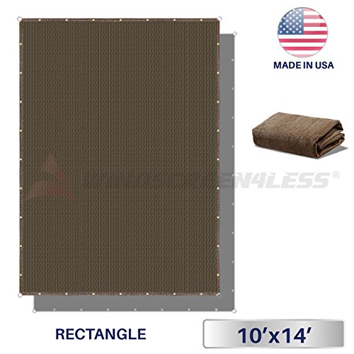 Windscreen4less Straight Edge Sun Shade Sail,Rectangle Outdoor Shade Cloth Pergola Cover UV Block Fabric 180GSM - Custom Size Brown 10' X 14'