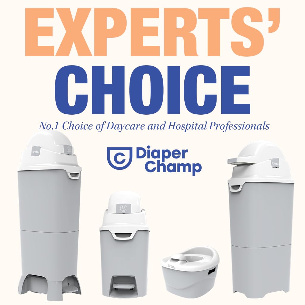 DIAPER CHAMP ONE Windeleimer - geruchsdicht - OHNE Nachfüllkassetten - funktioniert mit normalen herkömmlichen Tüten, Müllbeutel - für ca. 30 Windeln - beige, weiß 8