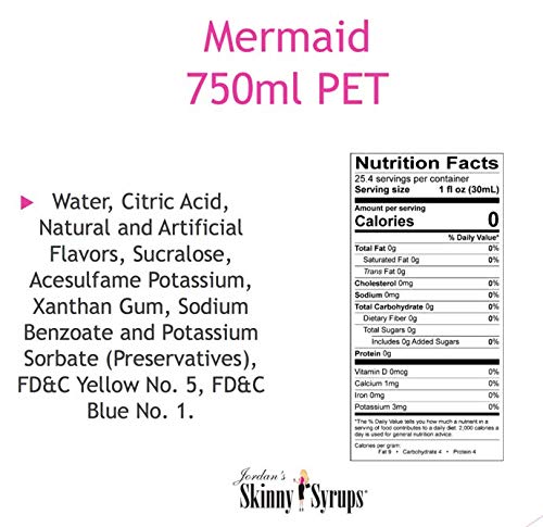 Jordan's Skinny Dessert and Ice Cream Sugar Free Syrup Collection 750 ml Bottle with a Jordan's Pump (Mermaid) - Thumbnail 2