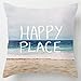 Onker Cotton Linen Square Decorative Throw Pillow Case Cushion Cover 18" x 18" Ocean Theme My Happy Place Sea Beach