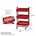 ECR4Kids ELR-20701-RD 3-Tier Metal Rolling Utility Cart - Heavy Duty Mobile Storage Organizer, Red