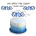 1st Birthday Boy Decoration Set One Blue Birthday High Chair Banner, Glitter Cake Topper, Glitter Crown,20pcs Balloons With Streamers