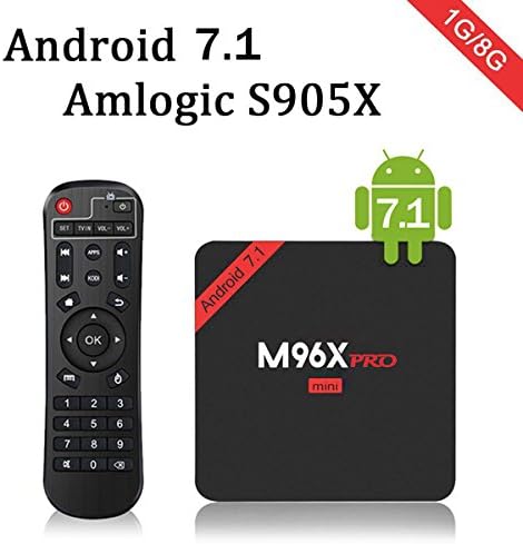 RBSCH M96X PRO Mini Android 7.1 TV Box 4K Amlogic S905X Quad Core 64bit 1G/8G VP9 H.265 Wifi DLNA HD Ethernet LAN 1080P Google Streaming Media Player Smart Set Top Box Rooted Unlocked