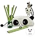 Flee Panda Bamboo Pencil Set of 12 with Holder and One Cute Penda Pencil Case One Earser One Lovely Panda Keychain Pendant with Bells and A Free Sharpener for School Kids Girls Gifts