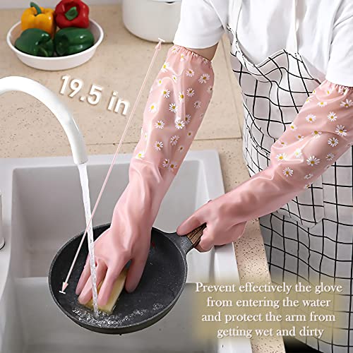 Dish Washing Gloves 3 Pairs Rubber Cleaning Gloves, Reusable Dishwashing Gloves, Gradient Gloves Medium