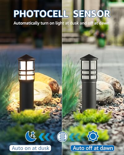 SUNVIE 100W Low Voltage Landscape Transformer Weatherproof Low Voltage Transformer with Photocell & Timer 120V AC to 12V DC Landscape Lighting Transformer for Outdoor Spotlights Path Lights Step Light