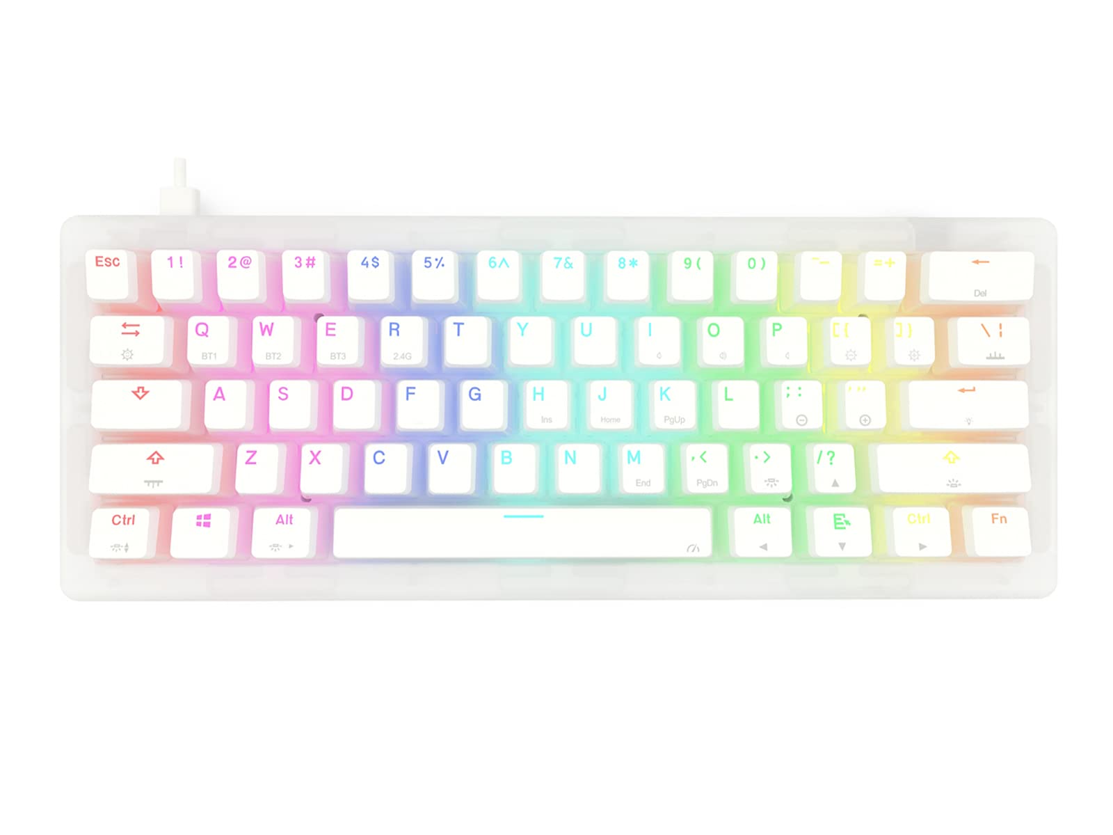 GK GAMAKAY K61 Pro 60% RGB Gasket Mechanical Keyboard, Bluetooth/USB-C Wired/2.4GHz Wireless 61 Keys Hot Swap Gaming Keyboard with CNC Acrylic Base Pudding PBT/ABS Keycaps (Red Switch)