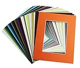 Golden State Art, Pack of 50 8x10 Mix Color Picture Mats Mattes with White Core Bevel Cut for 5x7 Photo + Backing + Bags