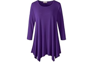 LARACE Plus Size Tops for Women 3/4 Sleeve Shirts Tunic Tops Loose Fit Basic Lady Clothes