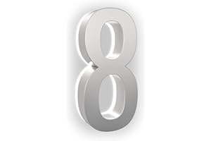 LN LUMANUMBERS 5 Inch House Numbers, ABS-Polymer, Premium Quality, Backlit LED 5000K Illuminated Home Address Number, Lighted House Numbers, Modern Address Numbers (8, Silver)