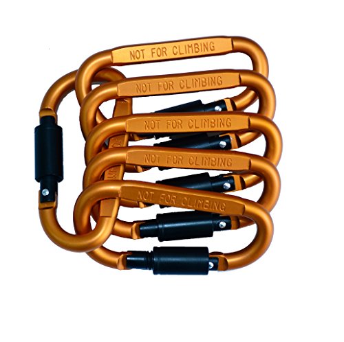 image for Makhry 6PCS Aluminum D-Ring Locking Carabiner Clip Spring Snap Hook Ca
