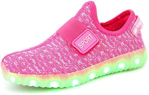 FASHOE Kids Boys Girls Breathable LED Light Up Shoes Flashing Sneakers