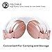 Picun Headphones for Women Girls Over Ear Wired Headphone with Microphone Foldable Stereo Headset for Cell Phone Tablet Laptop TV Computer Work Travel Music Rose Gold