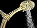 Aquarius Gold Shower Head With Handheld Sprayer, 6 Spray Settings High Pressure Polished Brass Showerhead With Hose (Extra Long) & Adjustable Brass Ball Bracket Kit, Shower Head Gold Finish