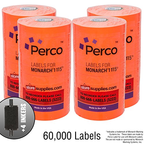 image for Perco Flou. Red Pricing Labels for Monarch 1115 Price Gun - 4 Sleeves,