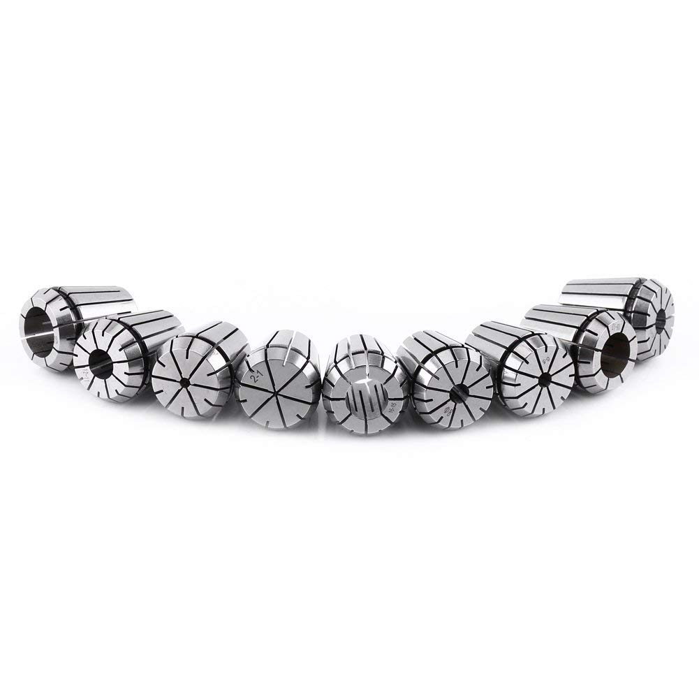 9pcs ER32 Spring Collet Set For CNC Workholding Engraving Machine And Milling Lathe Tool - Made From 65Mn Spring Steel - Including 9 collets of various sizes(2-20mm)