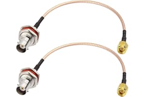 Superbat SMA to BNC Bulkhead Extension Cable 15cm 50 Ohm SMA Male to BNC Female RG316 Coaxial Cable Jumper (2-Pack) for Ham R