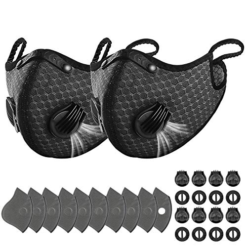 Begleri Anti-poussière Anti-Pollution Sport Lavable Réutilisable pour Le Cyclisme et la Course à Pied, Ensemble 2 (Noir)