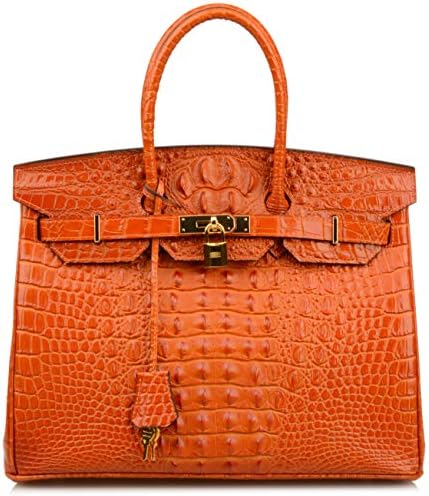 Ainifeel Women's Crocodile Embossed Office Handbag Top Handle Handbag
