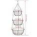 MyGift 3 Tier Bronze Metal Hanging Kitchen Fruit Basket, Country Rustic Heavy Duty Wire Produce, Vegetables and Storage Organizer Basket with Sturdy Ceiling Hook