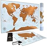 Scratch Off Map of The World + Premium Scratch Off Map of The United States. 2x1 Poster. Deluxe Gift for Travelers. Size 24x16’’ + 17x13’’. PANGEA