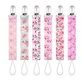 Baby Pacifier Clips by Upsimples - 6 Pack - Baby Pacifier Holder, Soothies Teething Ring Holder for Baby Girls |Universal Fit