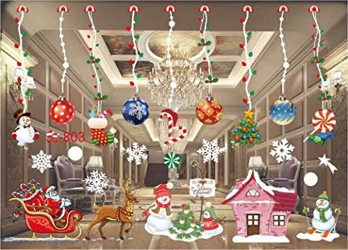SanXingRui Christmas Window Stickers, Snow Flakes Stickers Christmas Window Decorations Window Clings Decal Wall Stickers, Glass Decal Mural New Year Christmas Decoration (caisetiezhi-5)