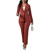 2 Piece Blazer Outfits for Women Casual One Button Blazer Jacket with Pant Suit Long Sleeve Sexy Bodycon Pantsuits