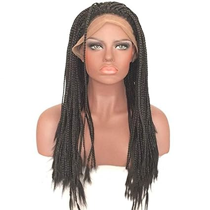 Amazon Com Ly7 Natural Black Long Synthetic Braided Lace Front