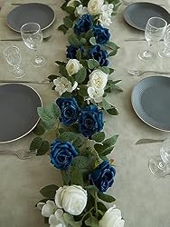 PARTY JOY 2pcs Artificial Flower Garland Fake Rose