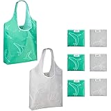 CQT Reusable Grocery Bags Foldable Shopping Bags 6 Pack XLarge 50LBS Tote Bags Machine Washable Eco-Friendly Polyester