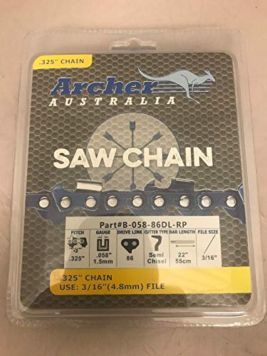 Archer 22" Chainsaw Ripping Chain .325 .058 86DL Replaces Blue Max 2160 57CC 21LPX086G